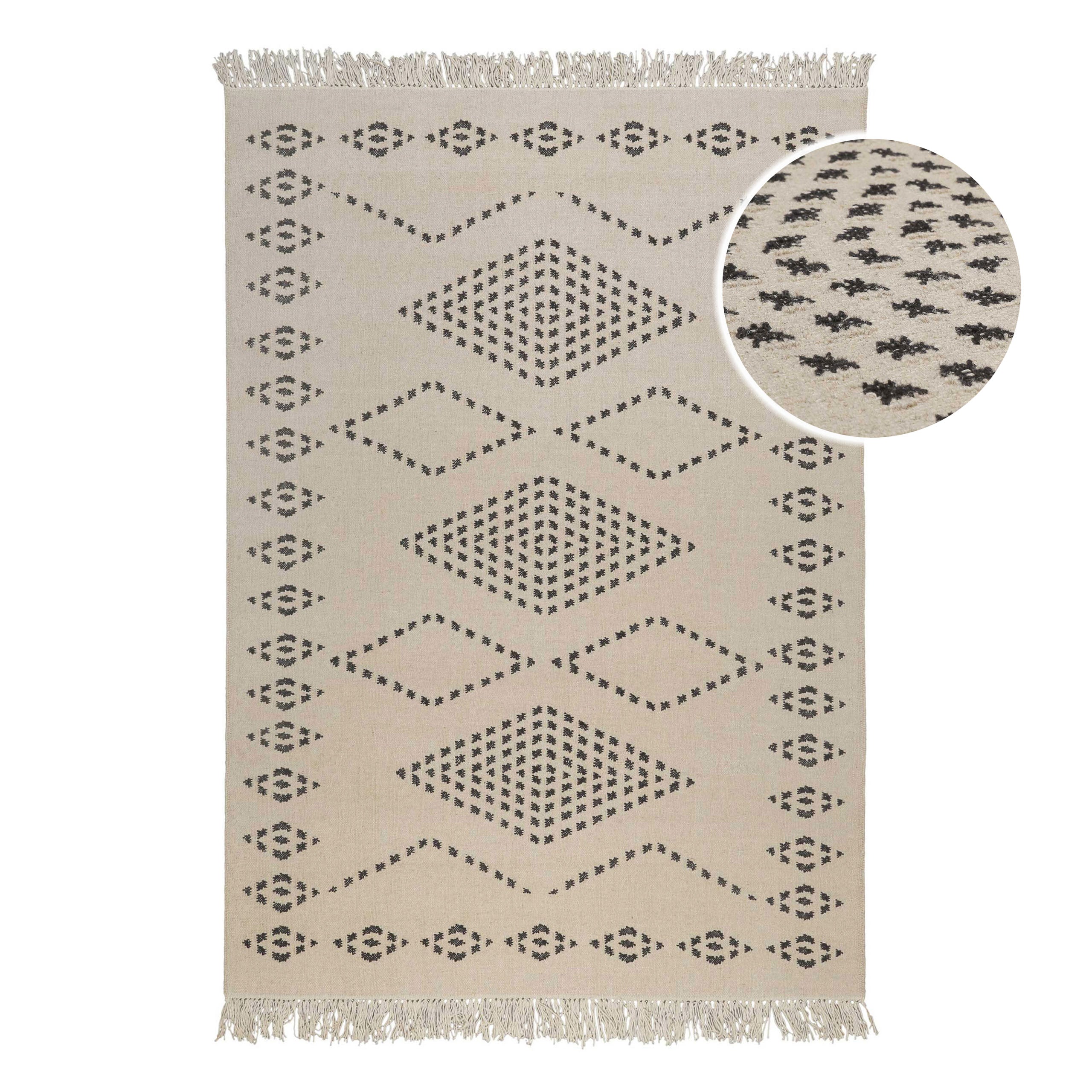 Kelim Teppich Creme Beige aus Wolle "Belmont" Green Looop