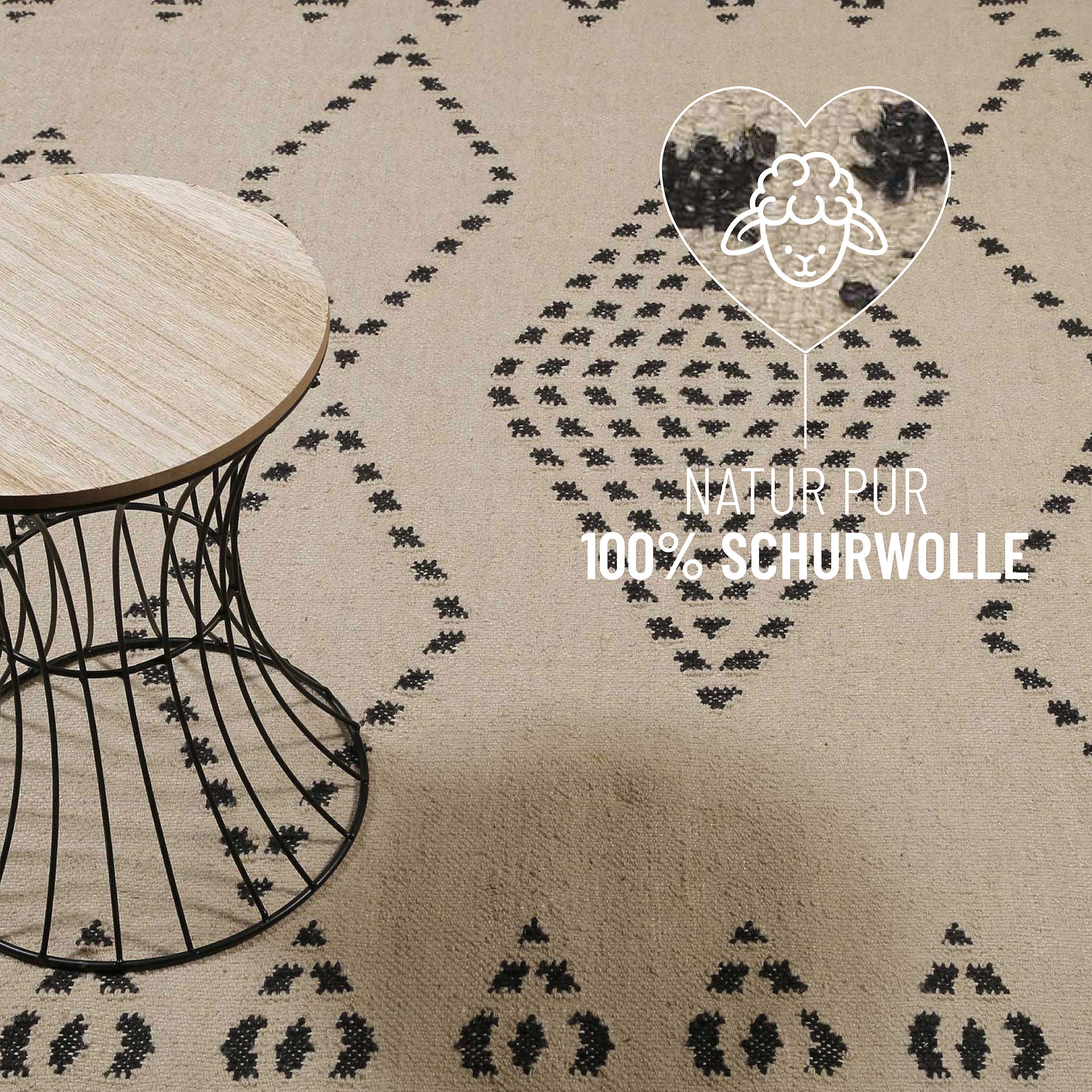 Kelim Teppich Creme Beige aus Wolle "Belmont" Green Looop