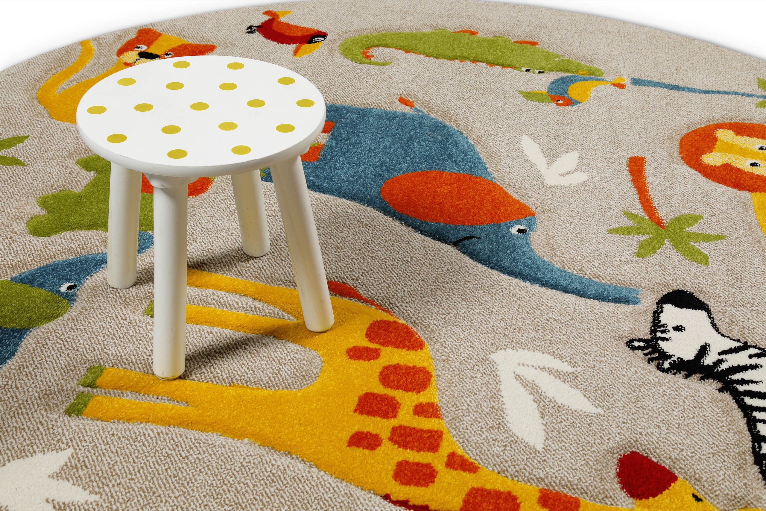 Kinderteppich Rund Sand Beige meliert "Benny & Friends" Smart Kids