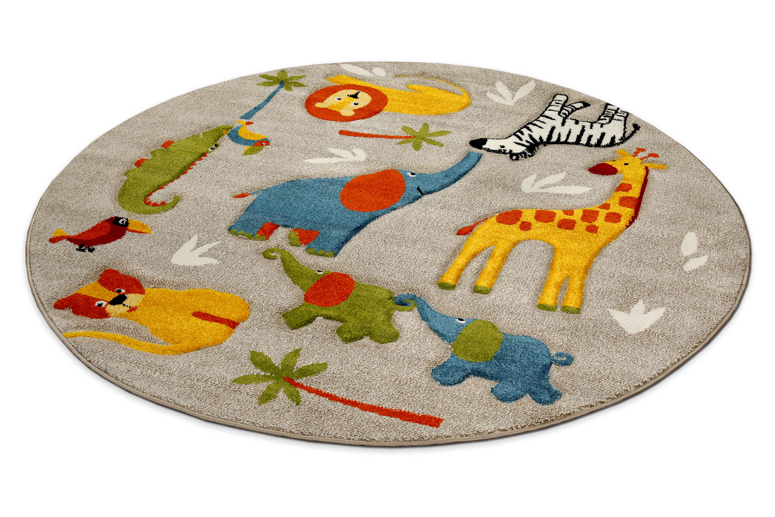Kinderteppich Rund Sand Beige meliert "Benny & Friends" Smart Kids
