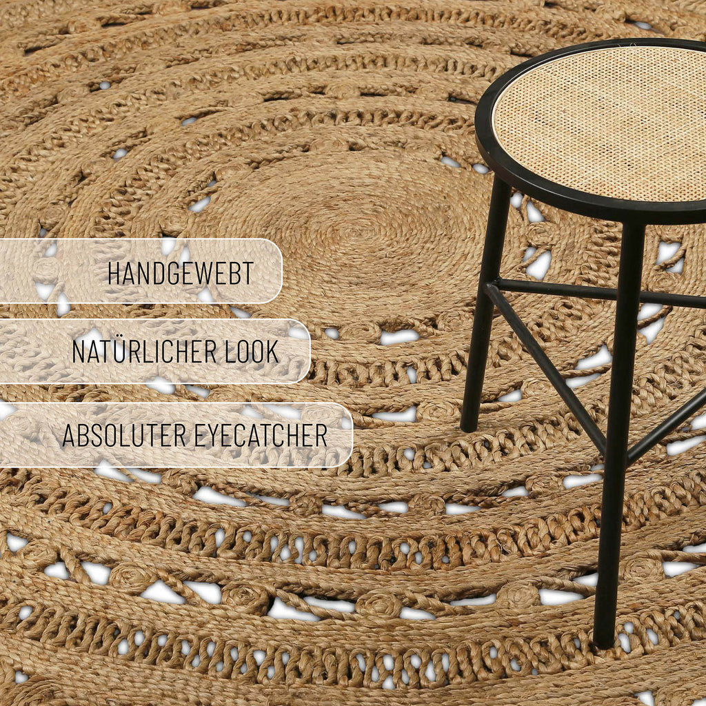 "Bloom" Jute-Teppich – schwer, handgefertigt, hochwertig