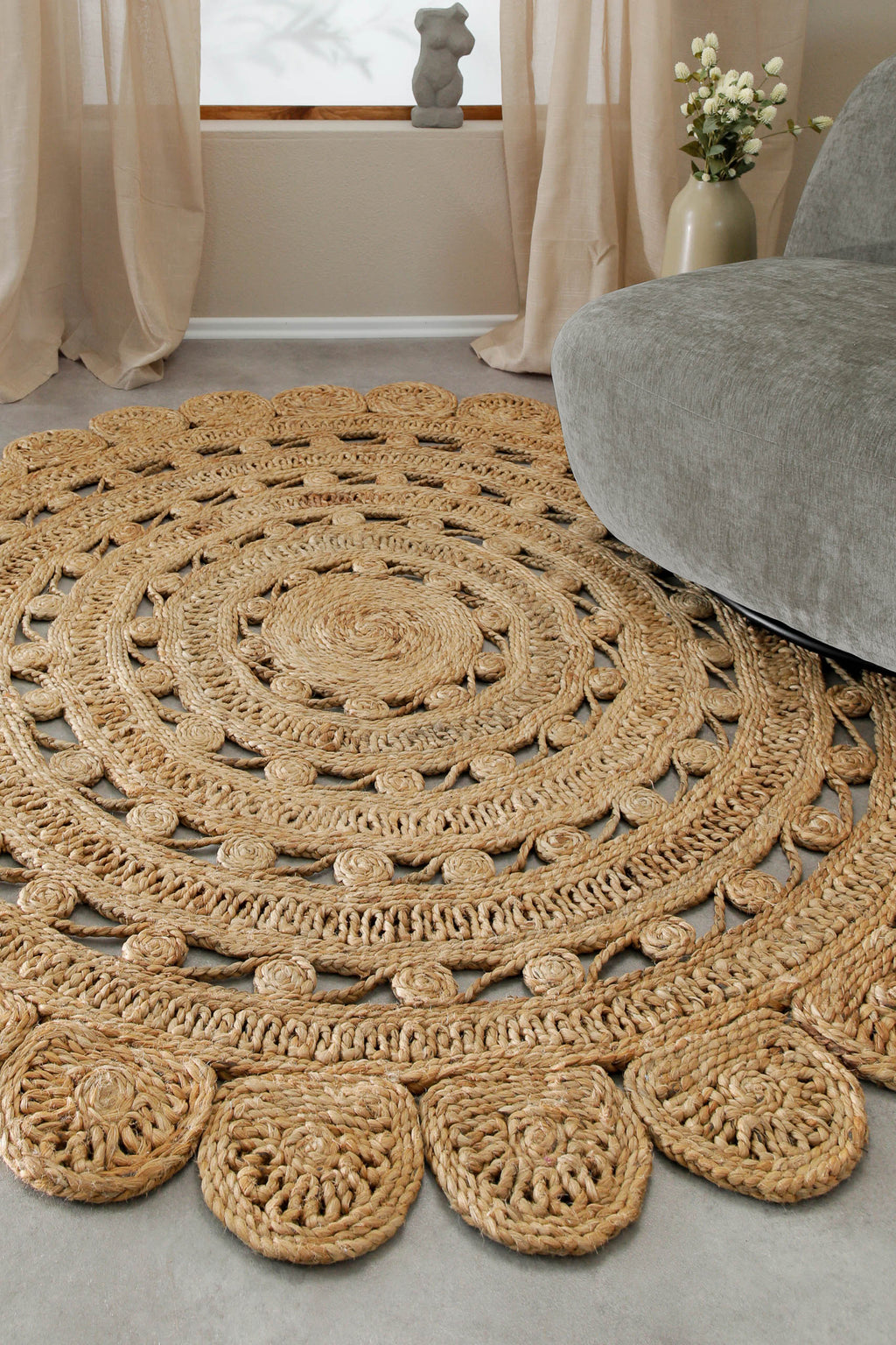 "Bloom" Jute-Teppich – schwer, handgefertigt, hochwertig