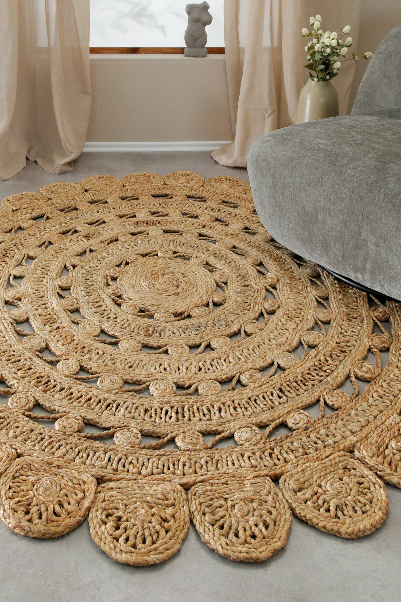 "Bloom" Jute-Teppich – schwer, handgefertigt, hochwertig