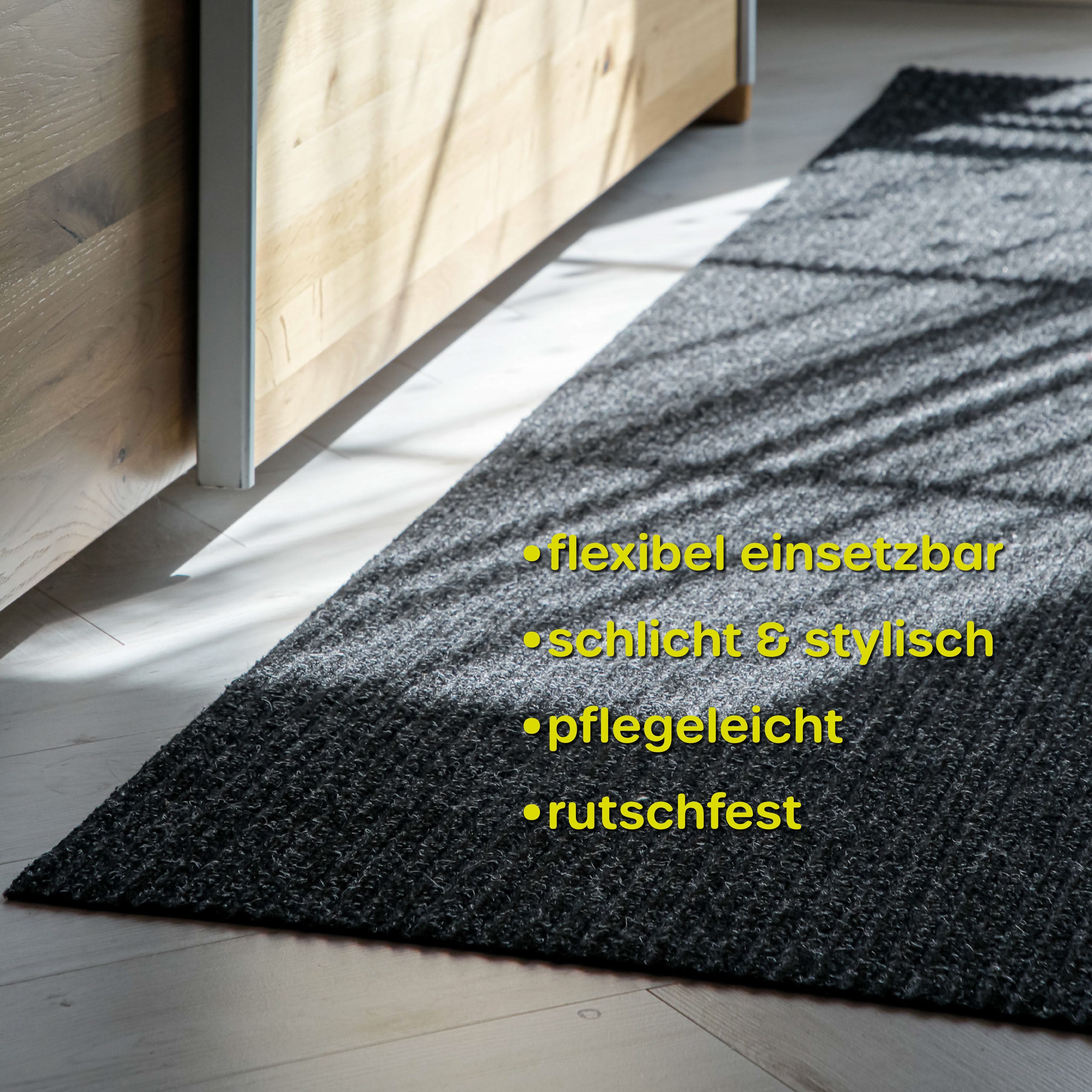 Buhai Läufer schwarz pflegeleicht, schlicht, rutschfest