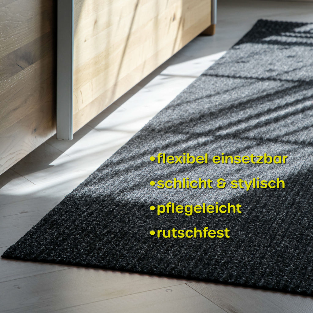 Buhai Läufer schwarz pflegeleicht, schlicht, rutschfest