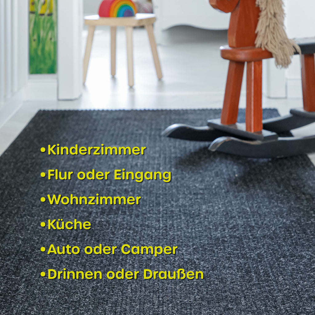 Grafik: Buhai Läufer grau für Kinderzimmer, Küche, Wohnzimmer...