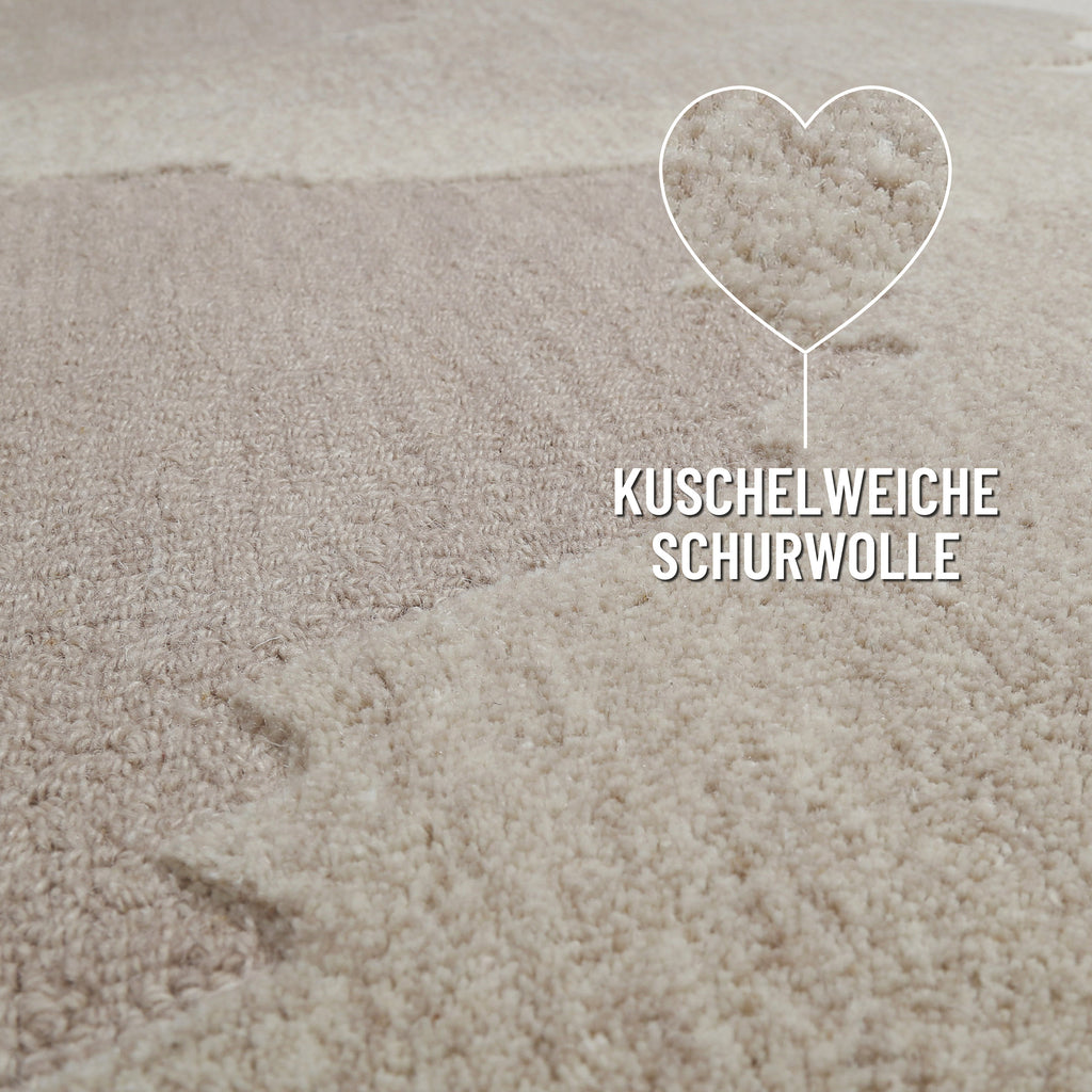 Kurzflorteppich Braun Multi aus Schurwolle "Carlo" WECONhome