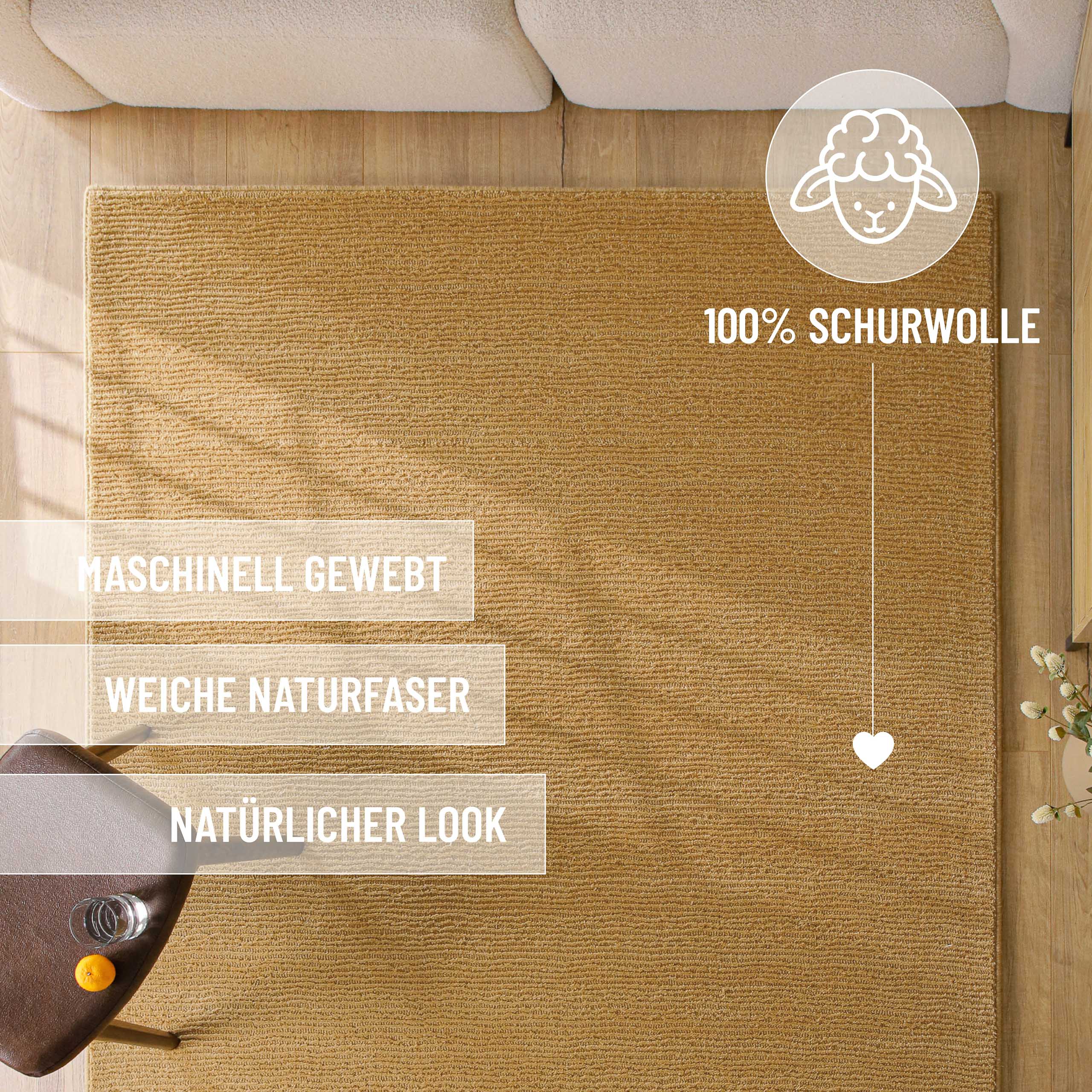 Kurzflor Teppich Castello One Karamell