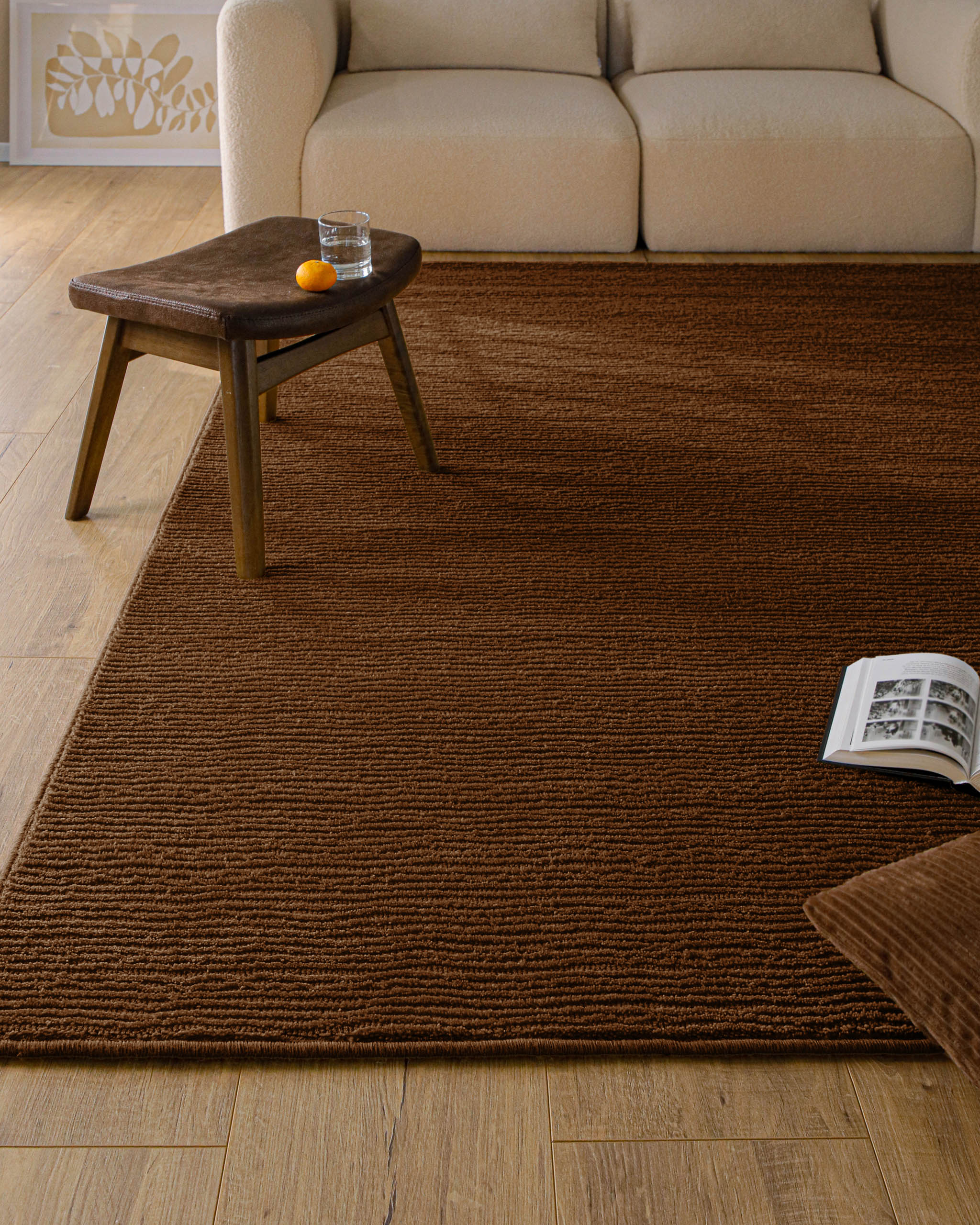 Kurzflor Teppich Castello One Braun