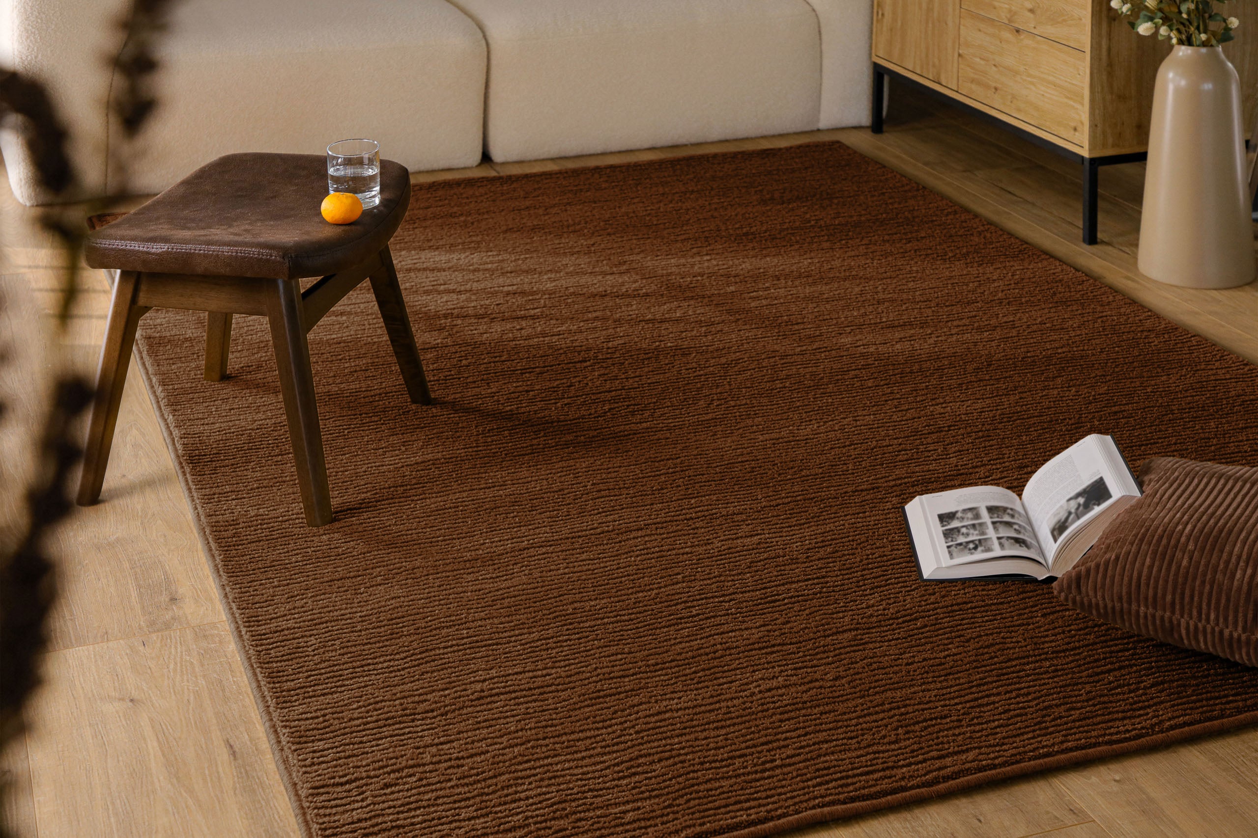 Kurzflor Teppich Castello One Braun