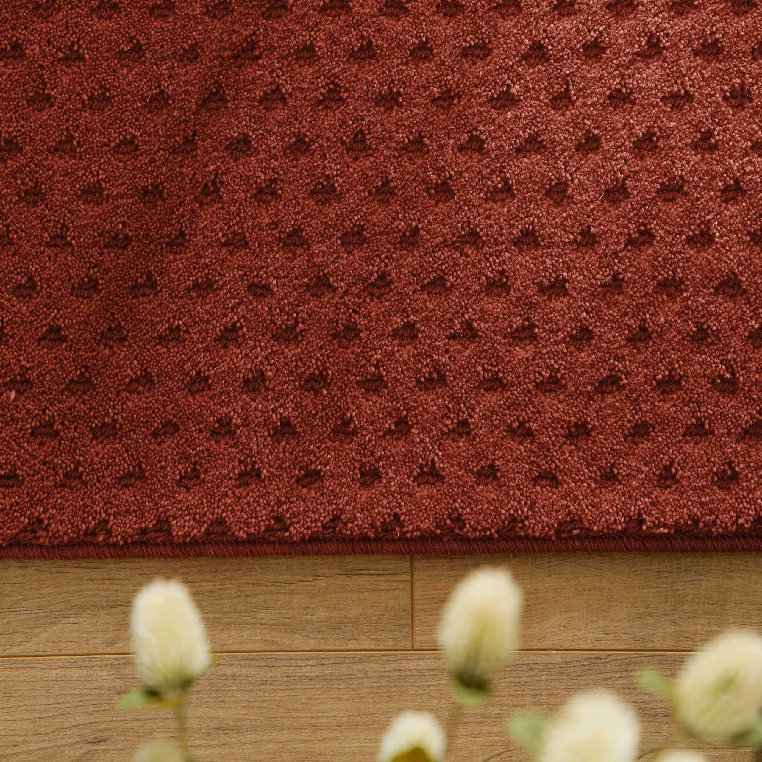 Kurzflor Teppich Castello Three Kamin Rot