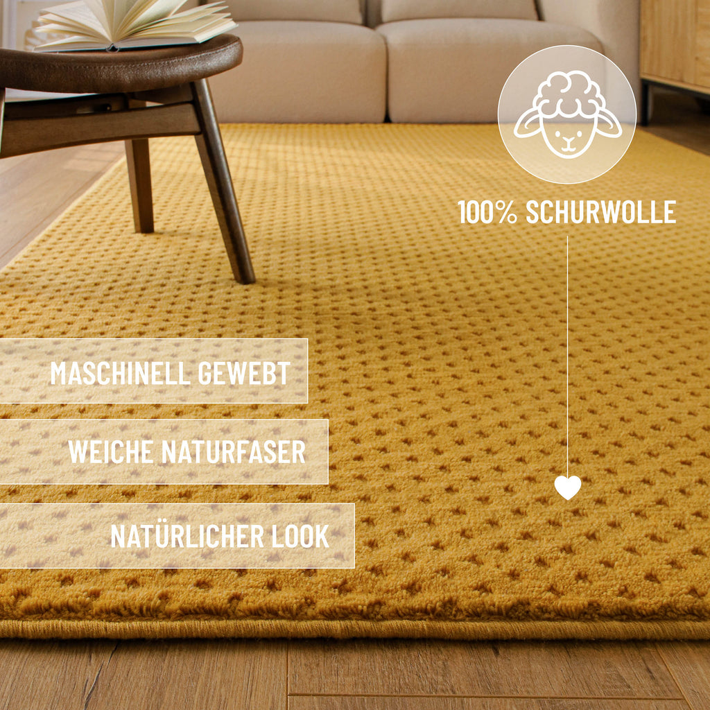 Kurzflor Teppich Castello Three Gelb