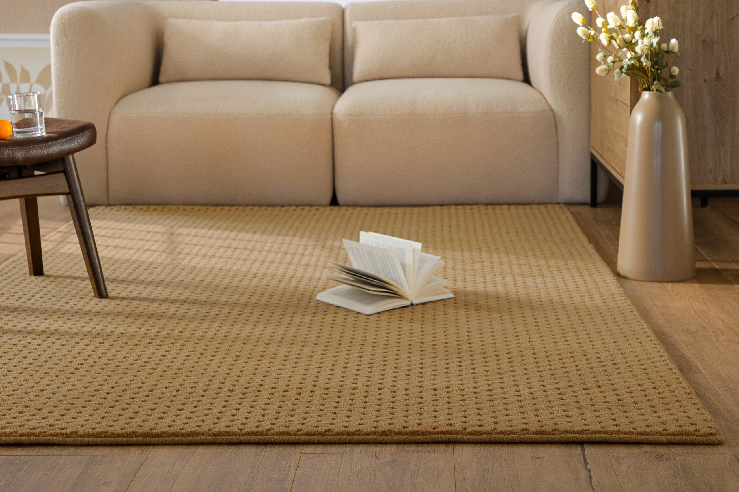 Kurzflor Teppich Castello Three Karamell