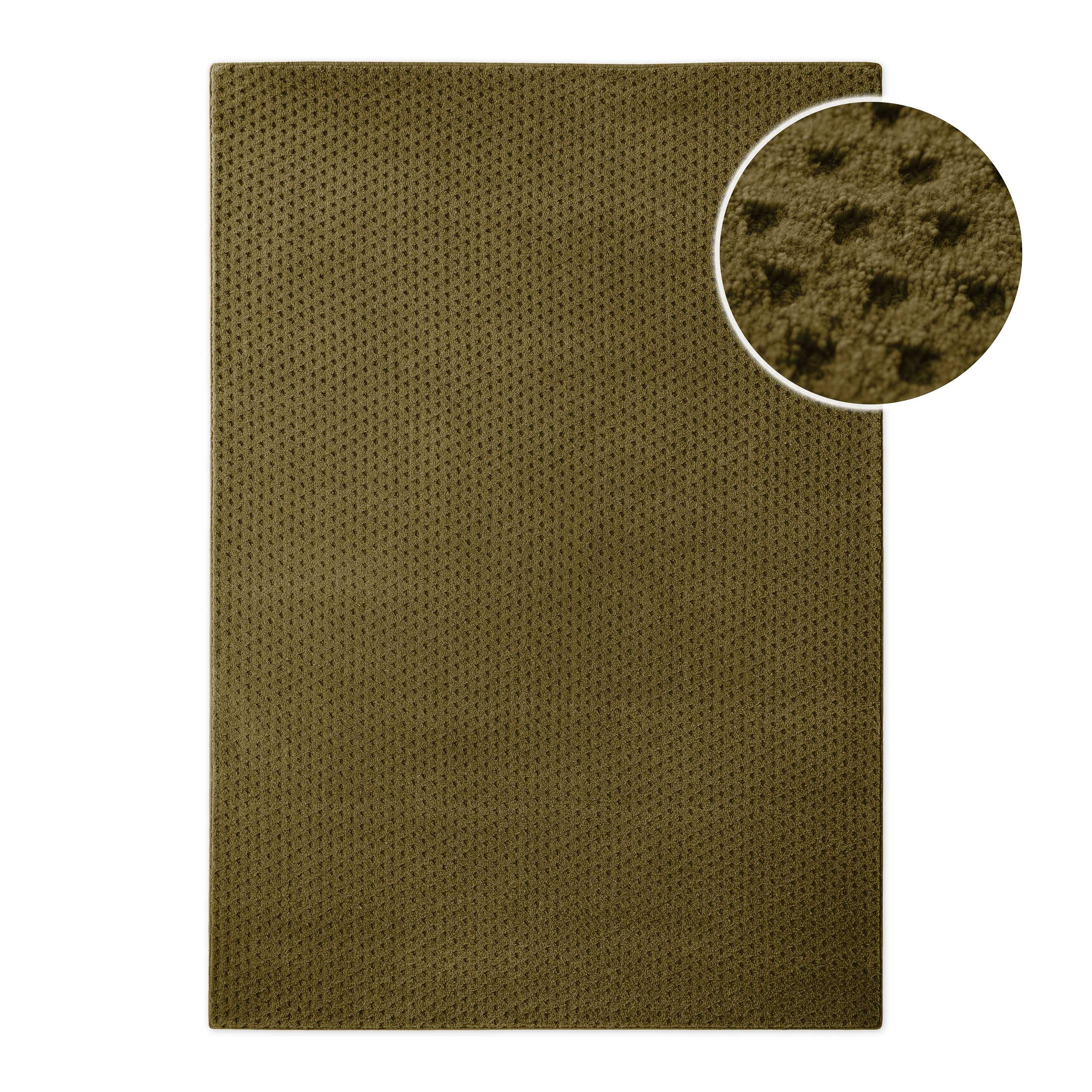 Kurzflor Teppich Castello Three Oliv Grün