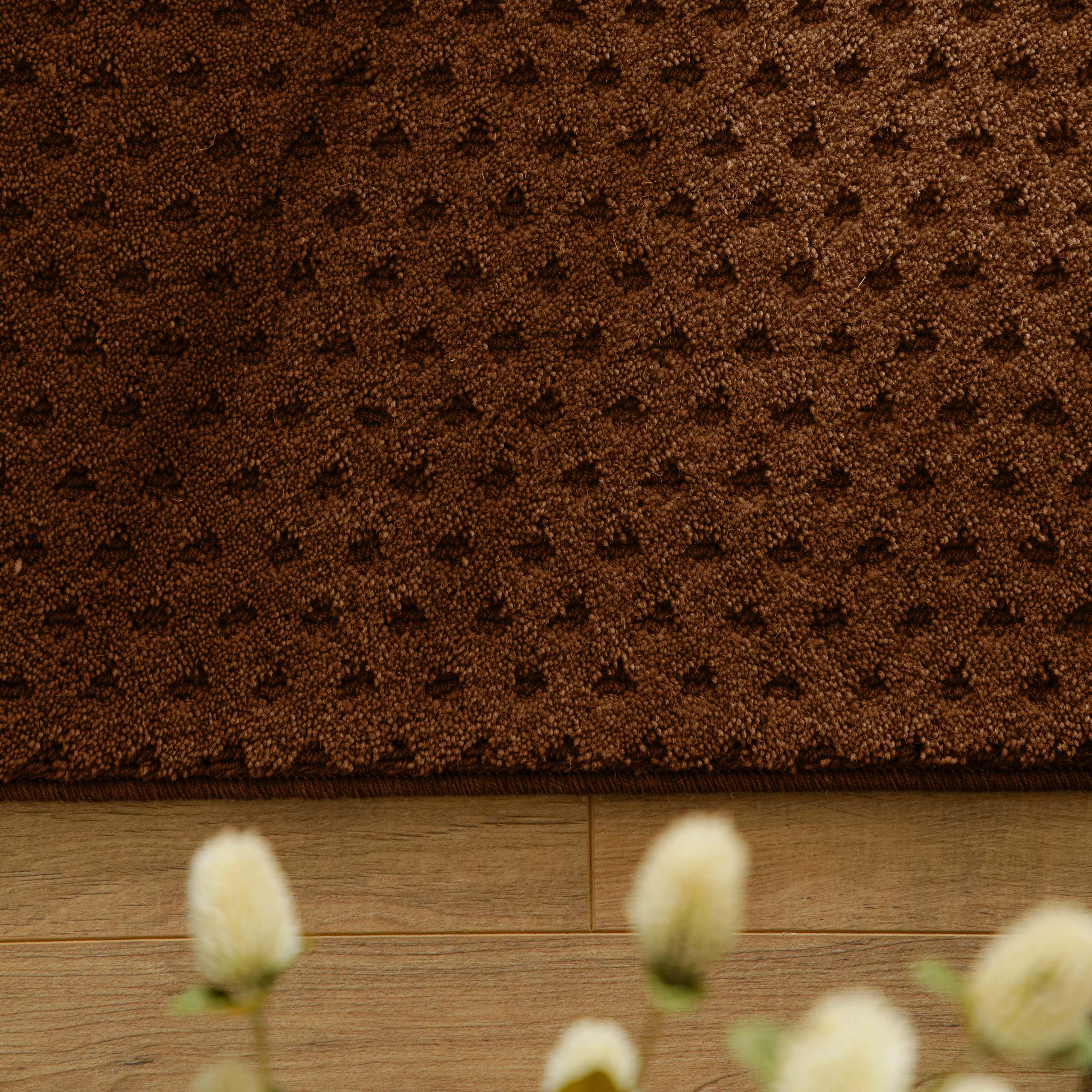 Kurzflor Teppich Castello Three Braun