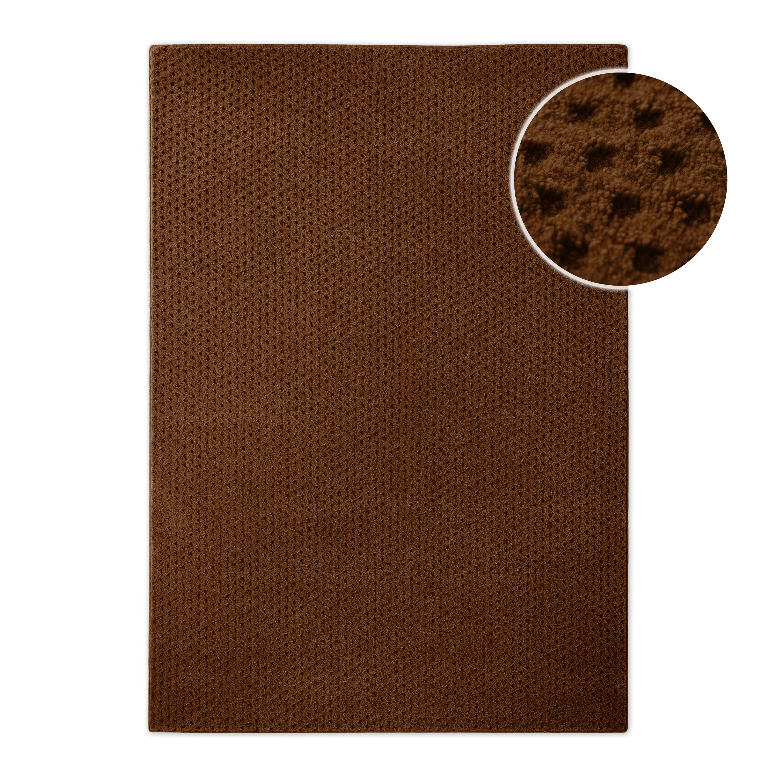Kurzflor Teppich Castello Three Braun
