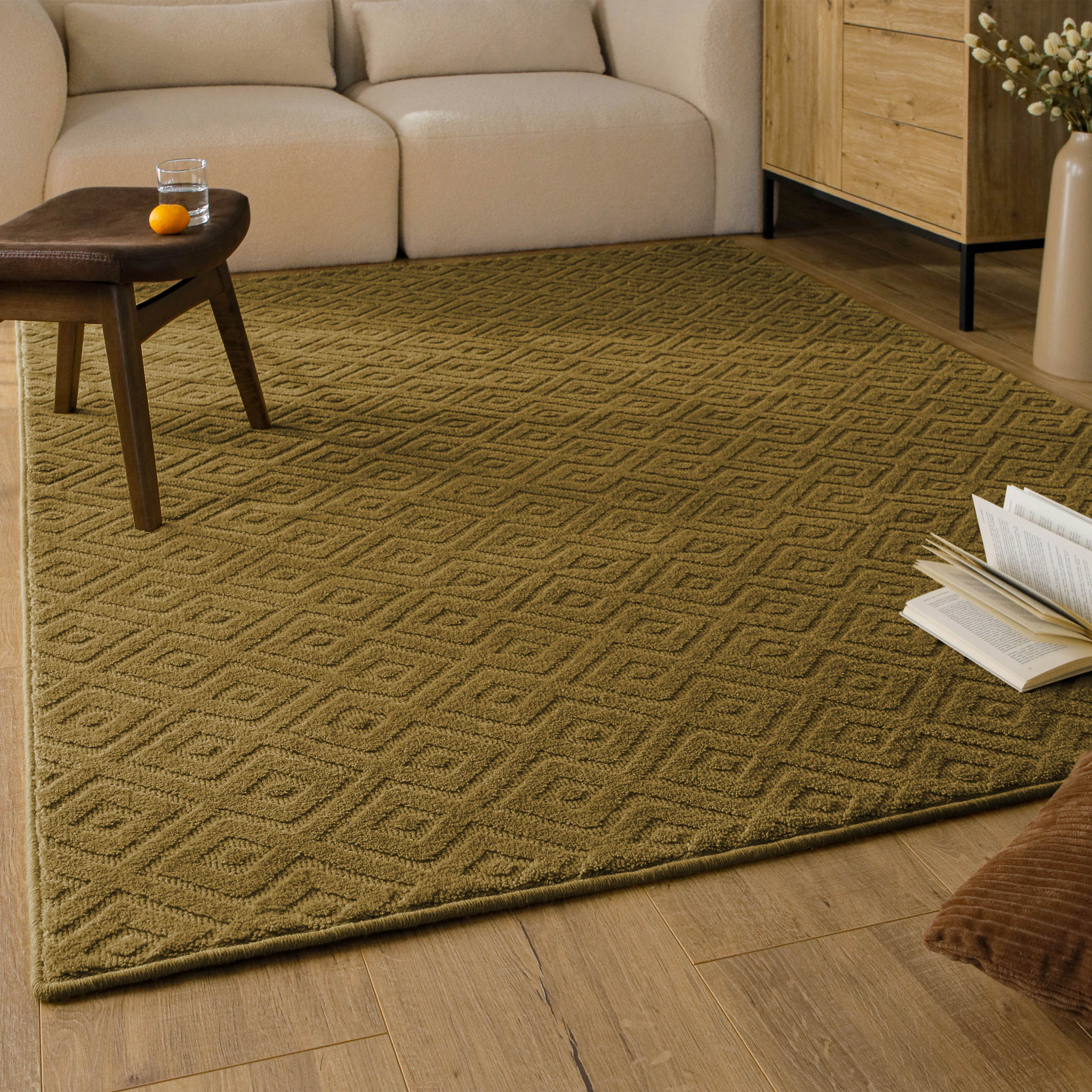 Kurzflor Teppich Castello Two Blass Grün