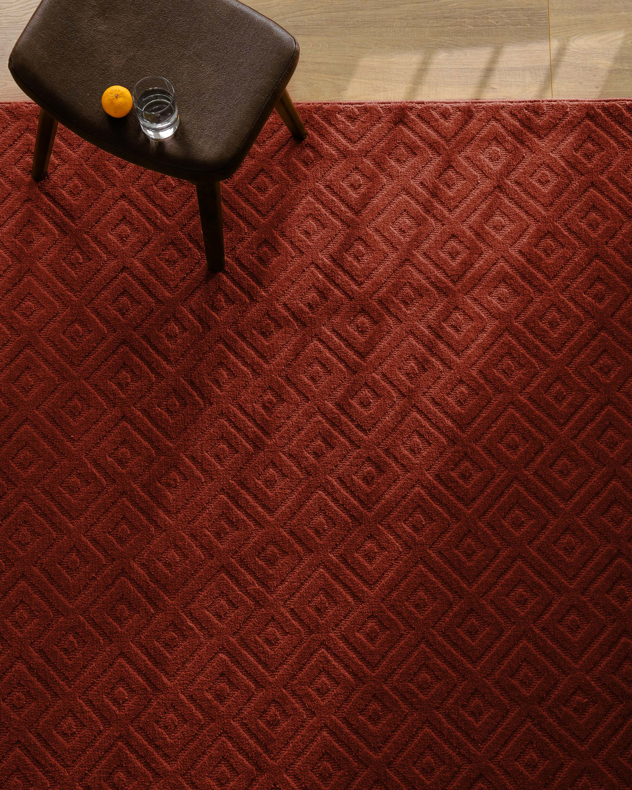 Kurzflor Teppich Castello Two Kamin Rot