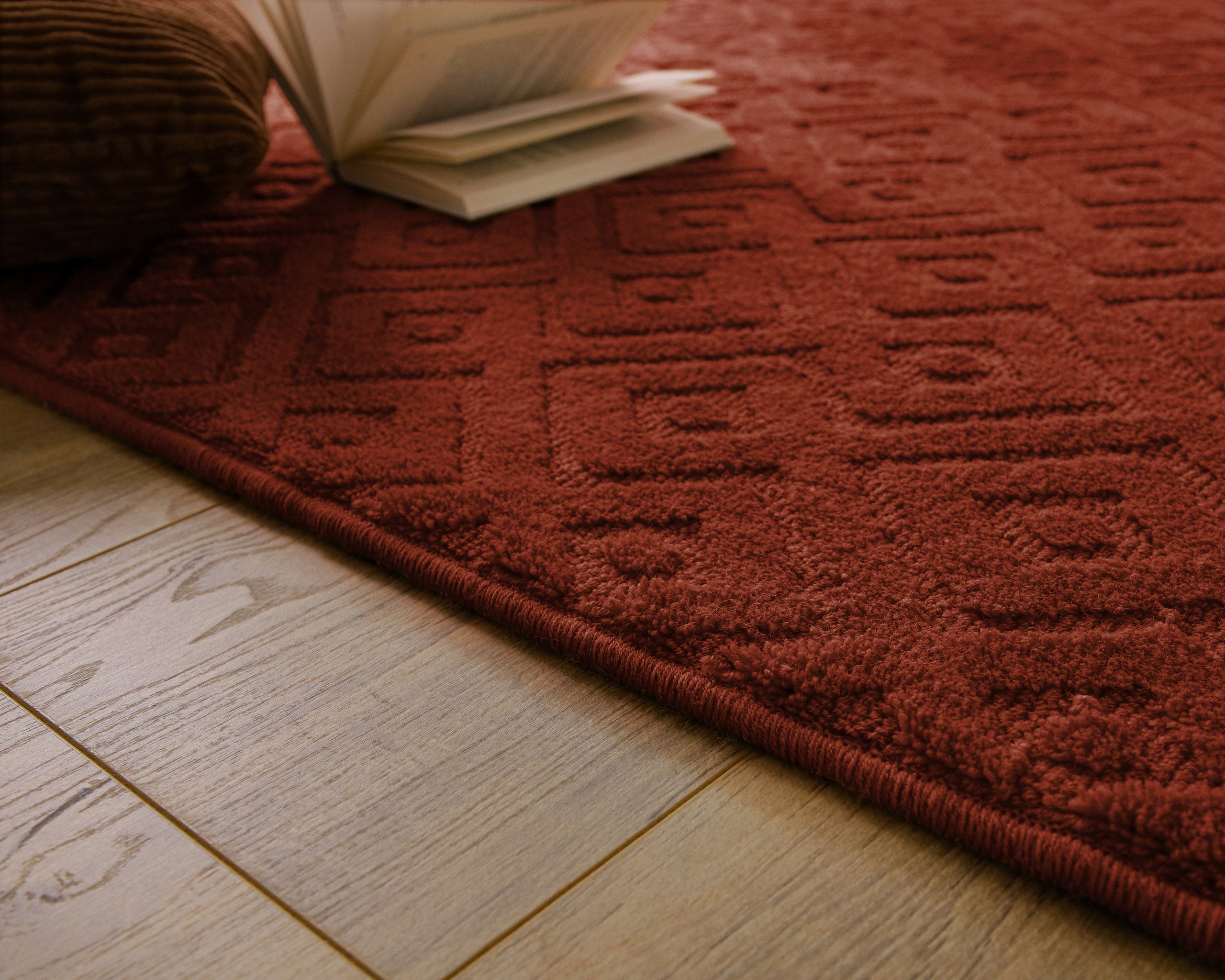 Kurzflor Teppich Castello Two Kamin Rot