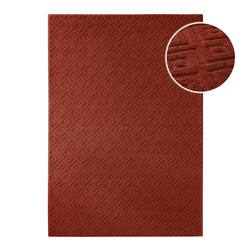 Kurzflor Teppich Castello Two Kamin Rot