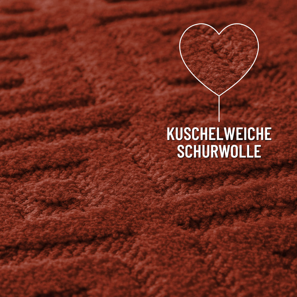 Kurzflor Teppich Castello Two Kamin Rot