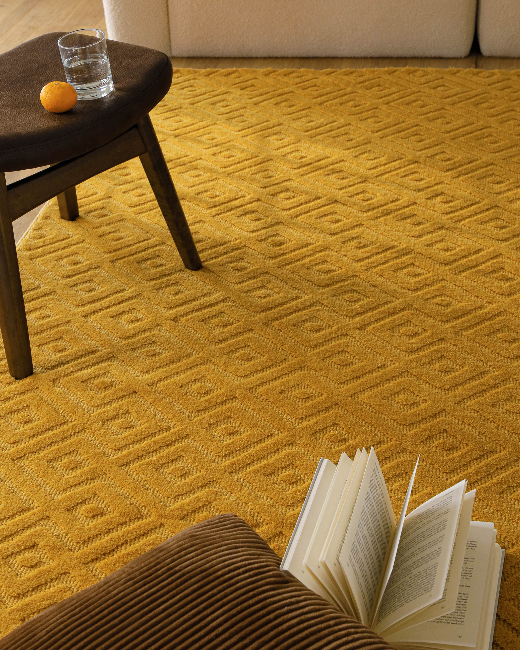Kurzflor Teppich Castello Two Gelb