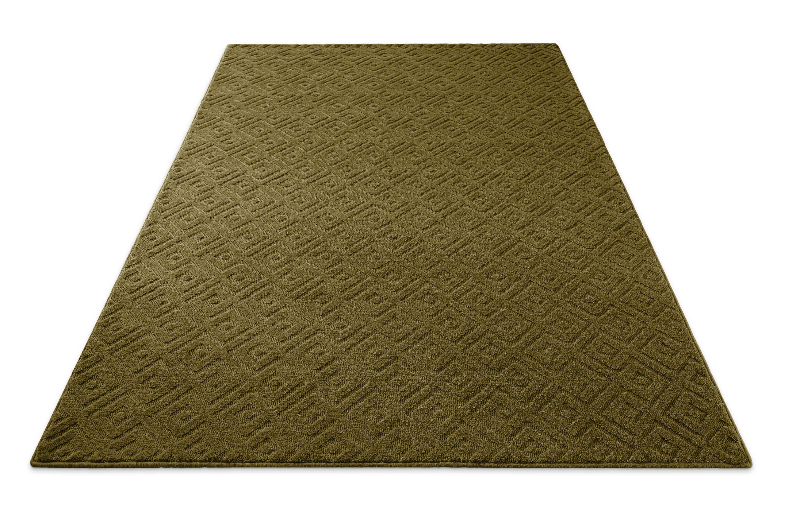 Kurzflor Teppich Castello Two Oliv Grün