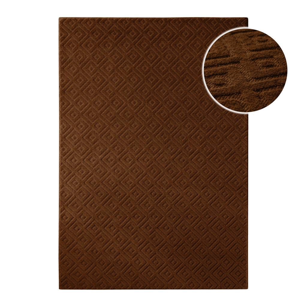 Kurzflor Teppich Castello Two Braun