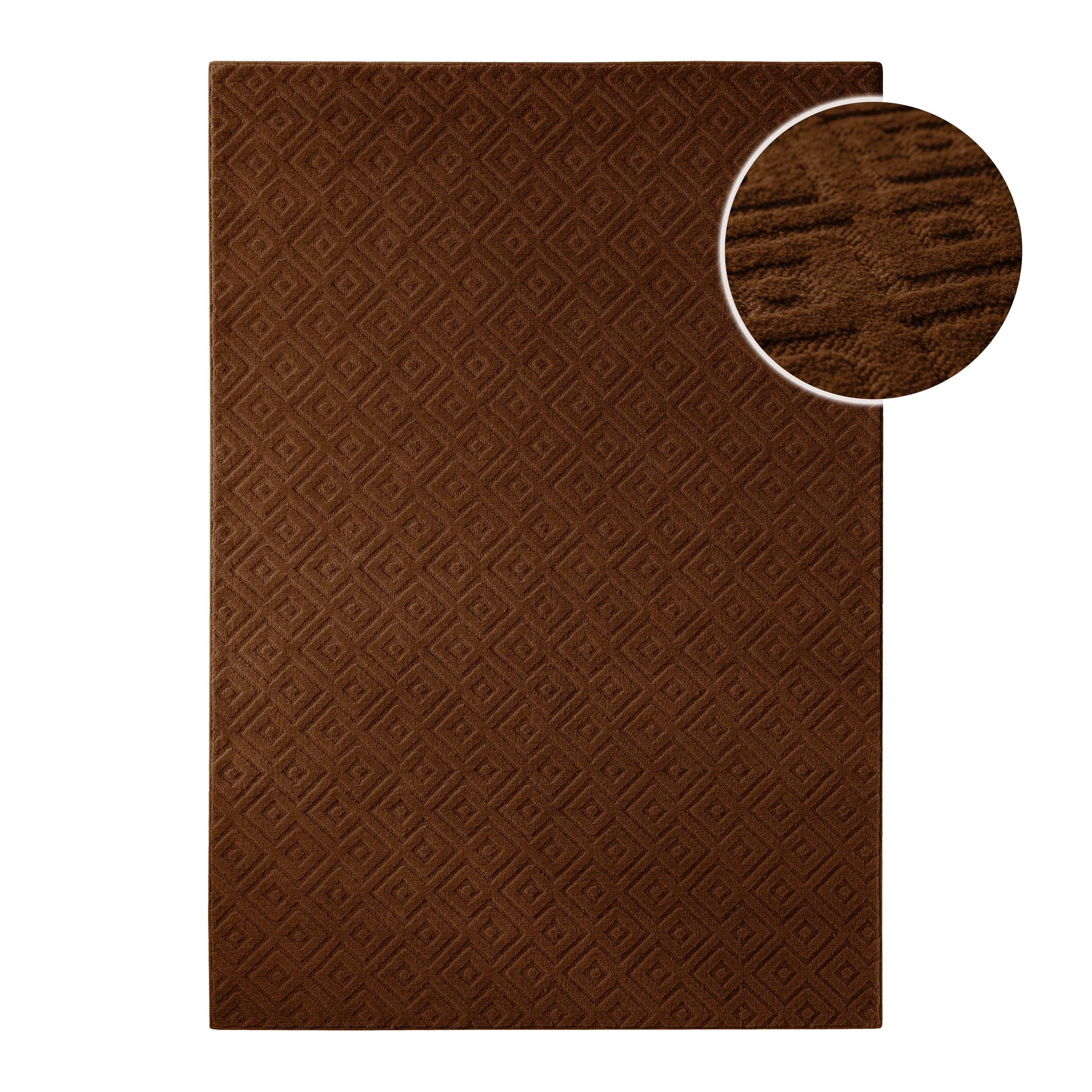 Kurzflor Teppich Castello Two Braun