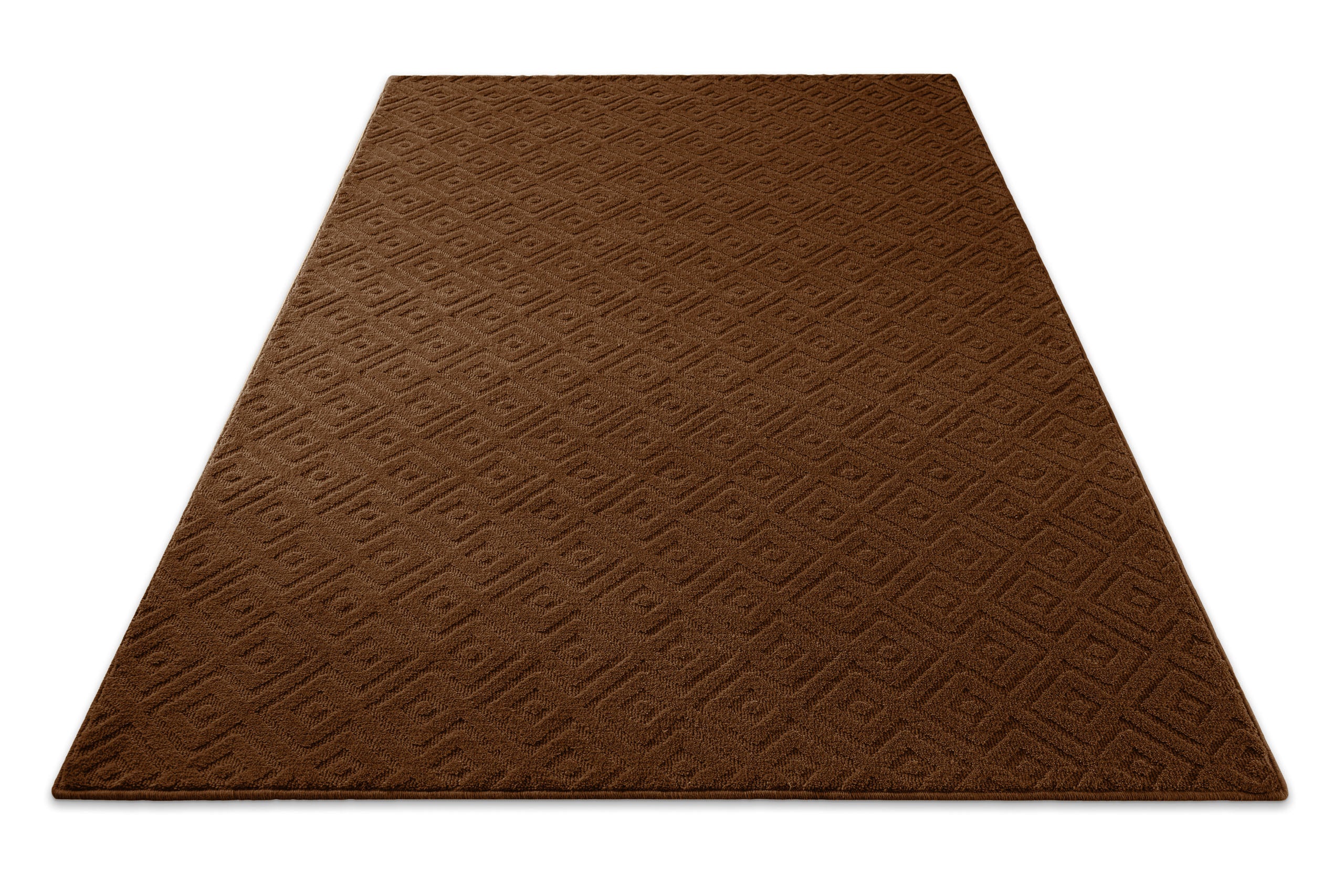 Kurzflor Teppich Castello Two Braun