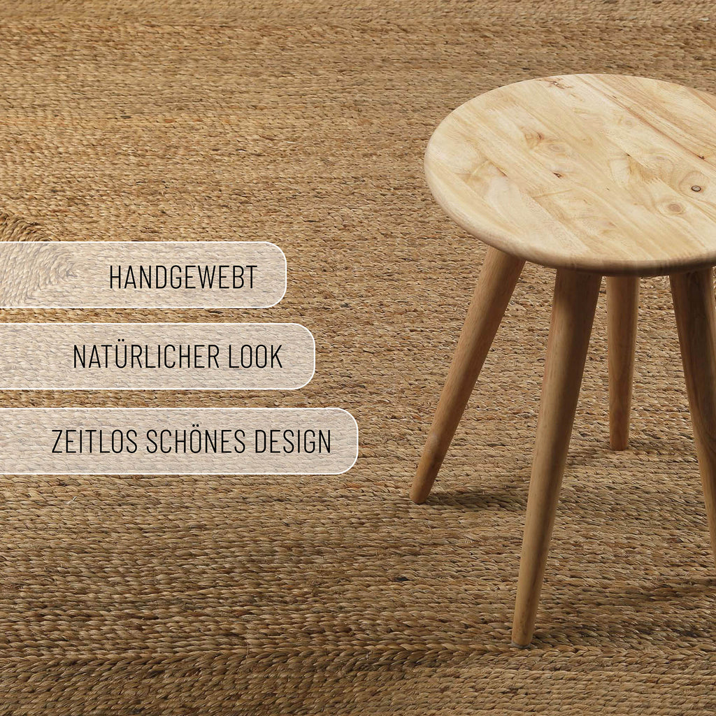 "Collins" Jute-Teppich – schwer, klar, handgewebt