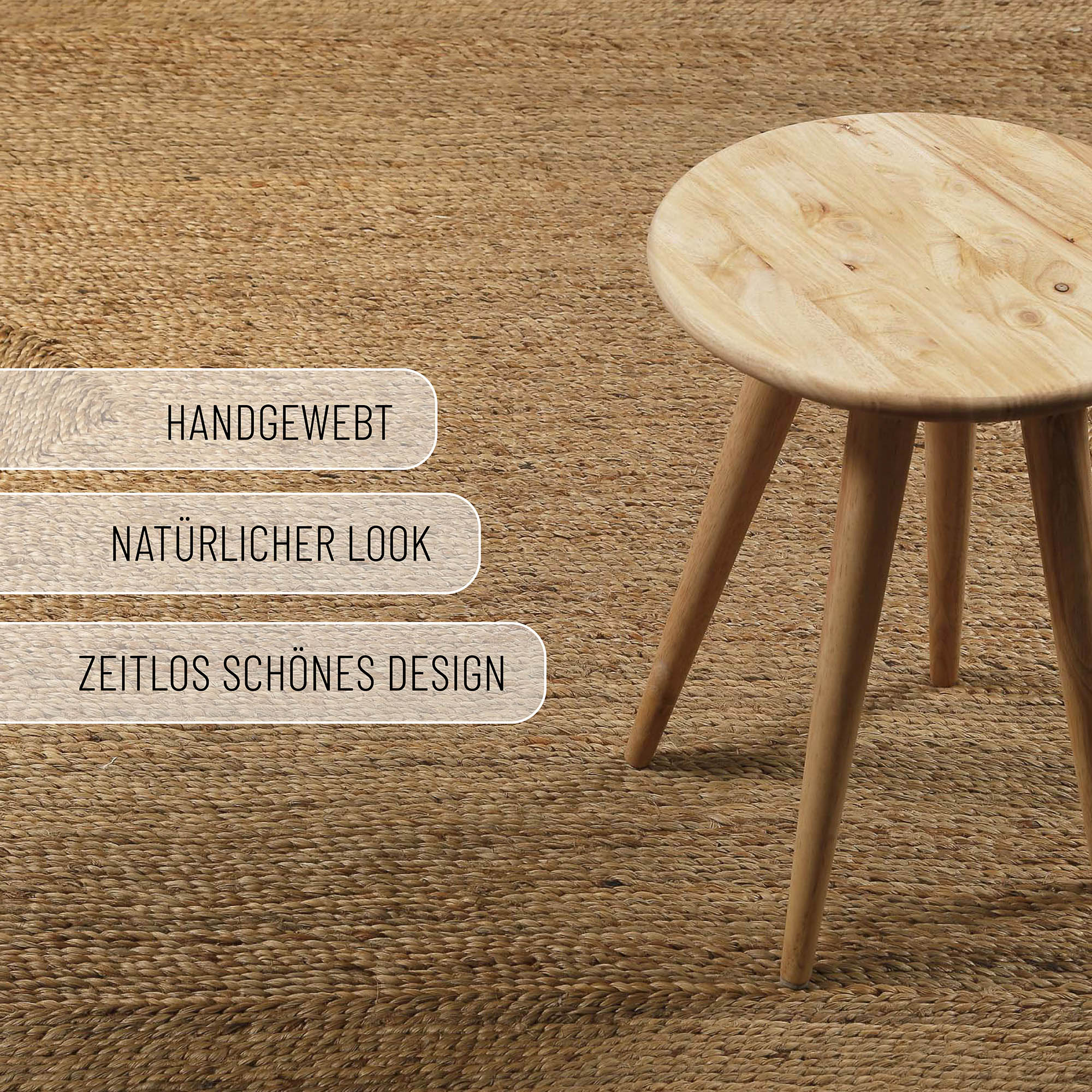 "Collins" Jute-Teppich – schwer, klar, handgewebt