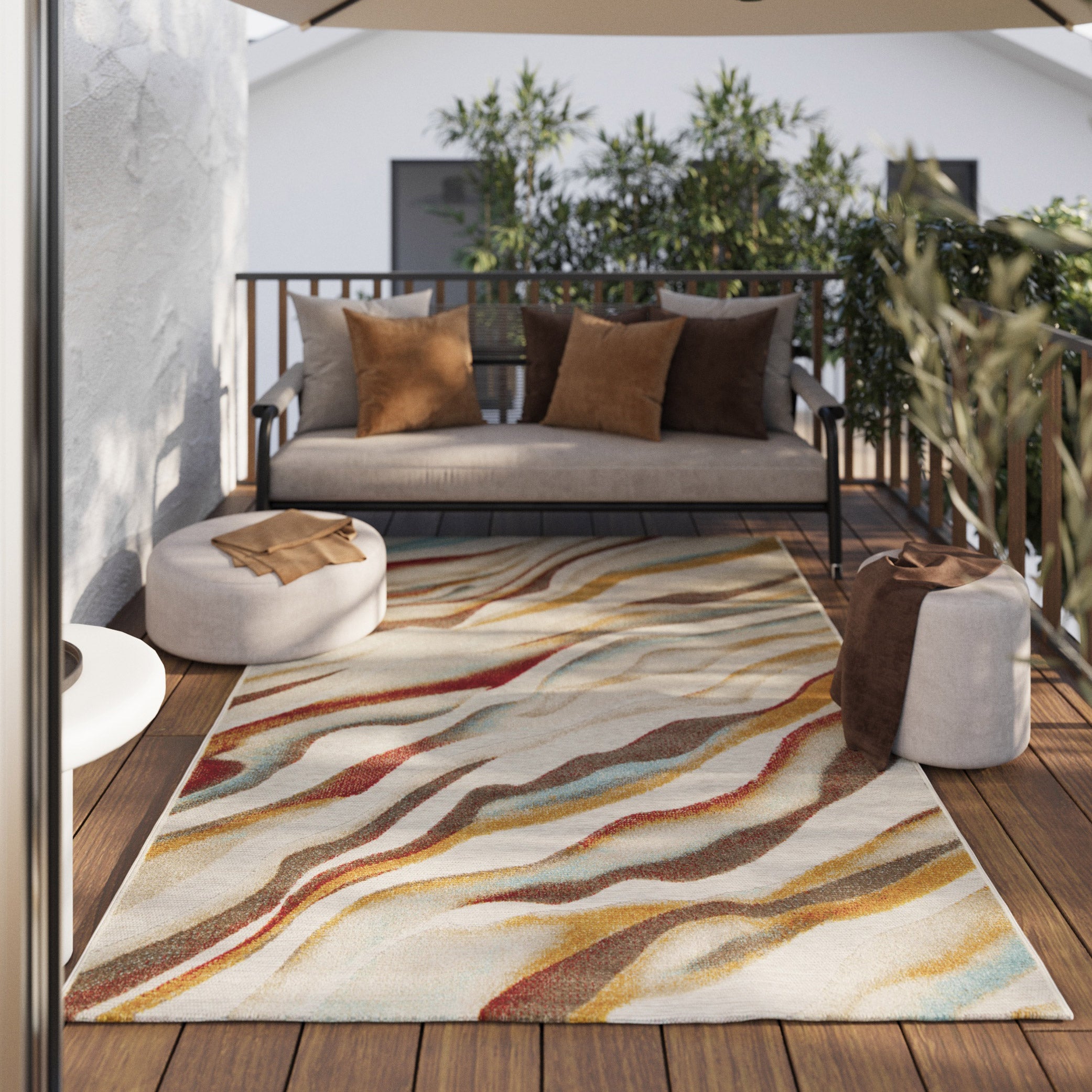 In & Outdoorteppich Beige Bunt "Creek" WECONhome