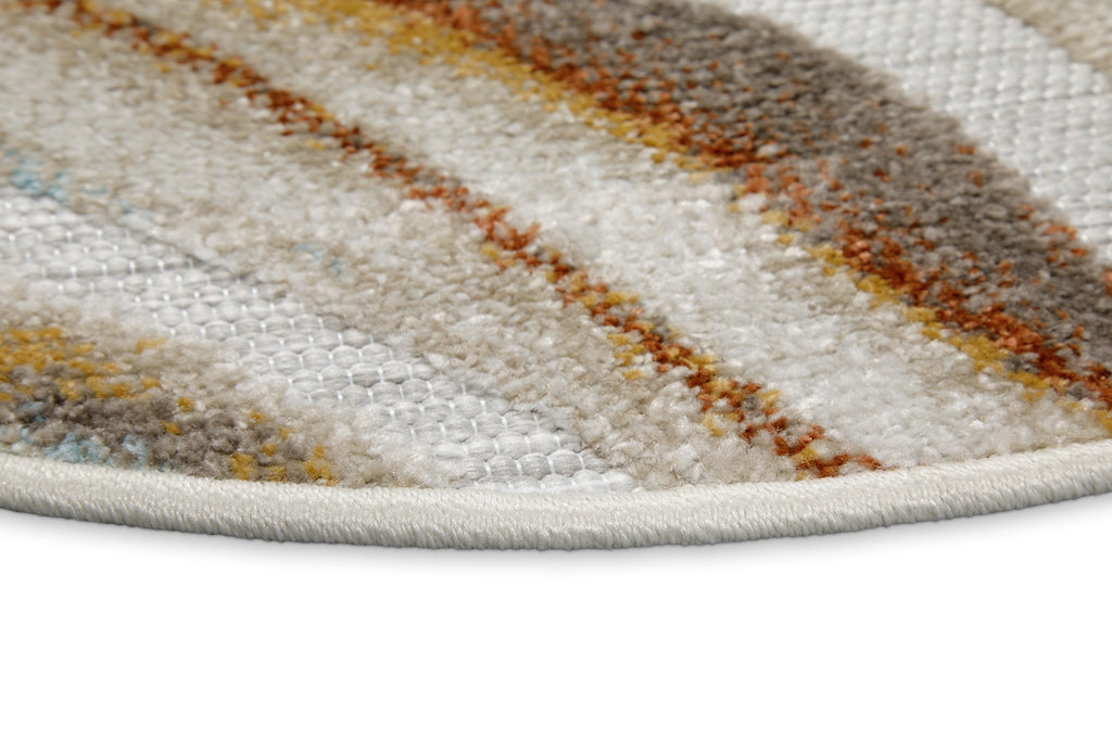 In & Outdoorteppich Rund Beige Bunt "Creek" WECONhome