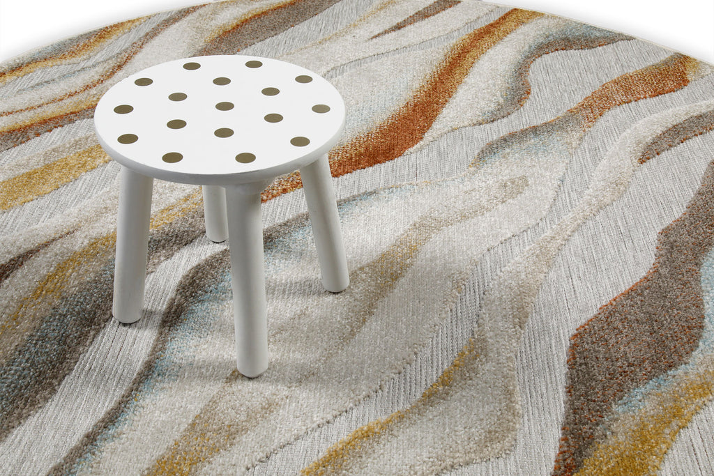 In & Outdoorteppich Rund Beige Bunt "Creek" WECONhome