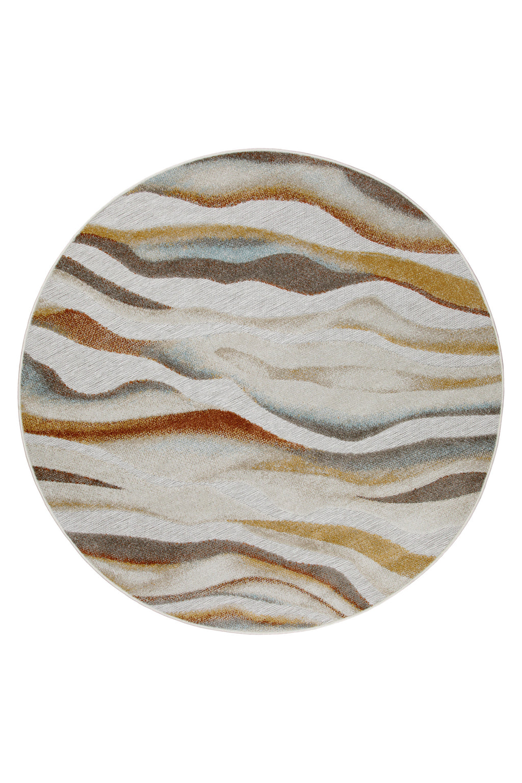 In & Outdoorteppich Rund Beige Bunt "Creek" WECONhome