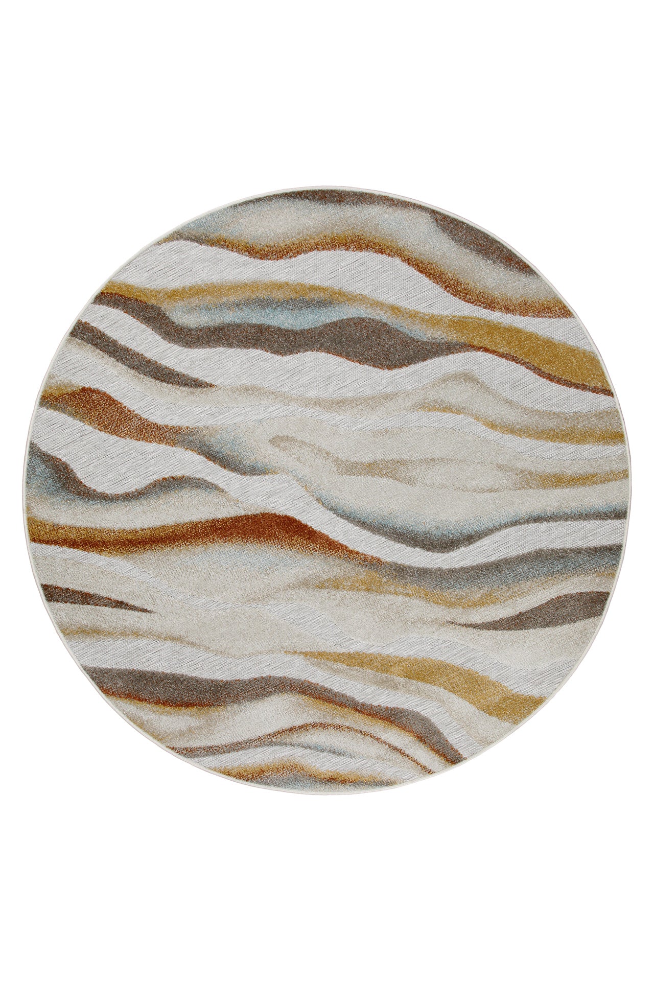 In & Outdoorteppich Rund Beige Bunt "Creek" WECONhome