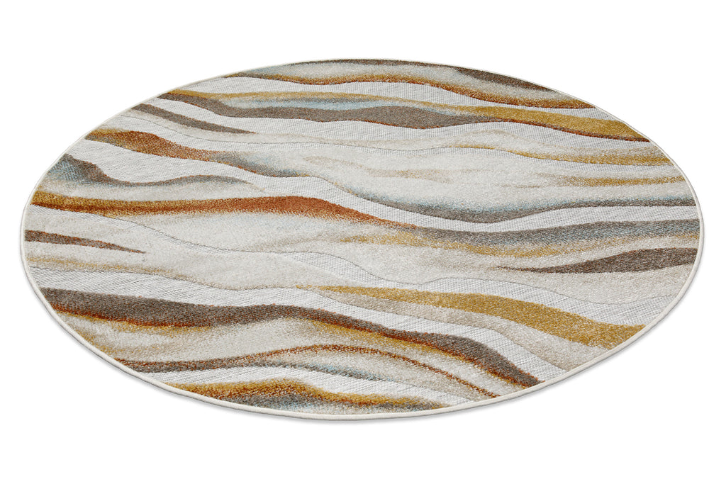 In & Outdoorteppich Rund Beige Bunt "Creek" WECONhome