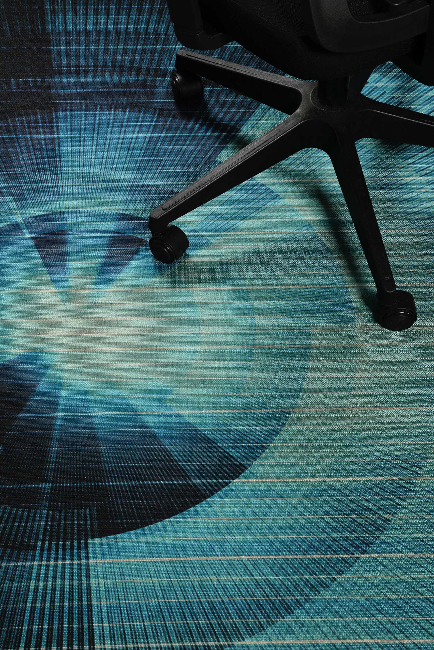 Gewebter Gamerteppich bedruckt Blau Schwarz "Cyber Swirl" WECONhome