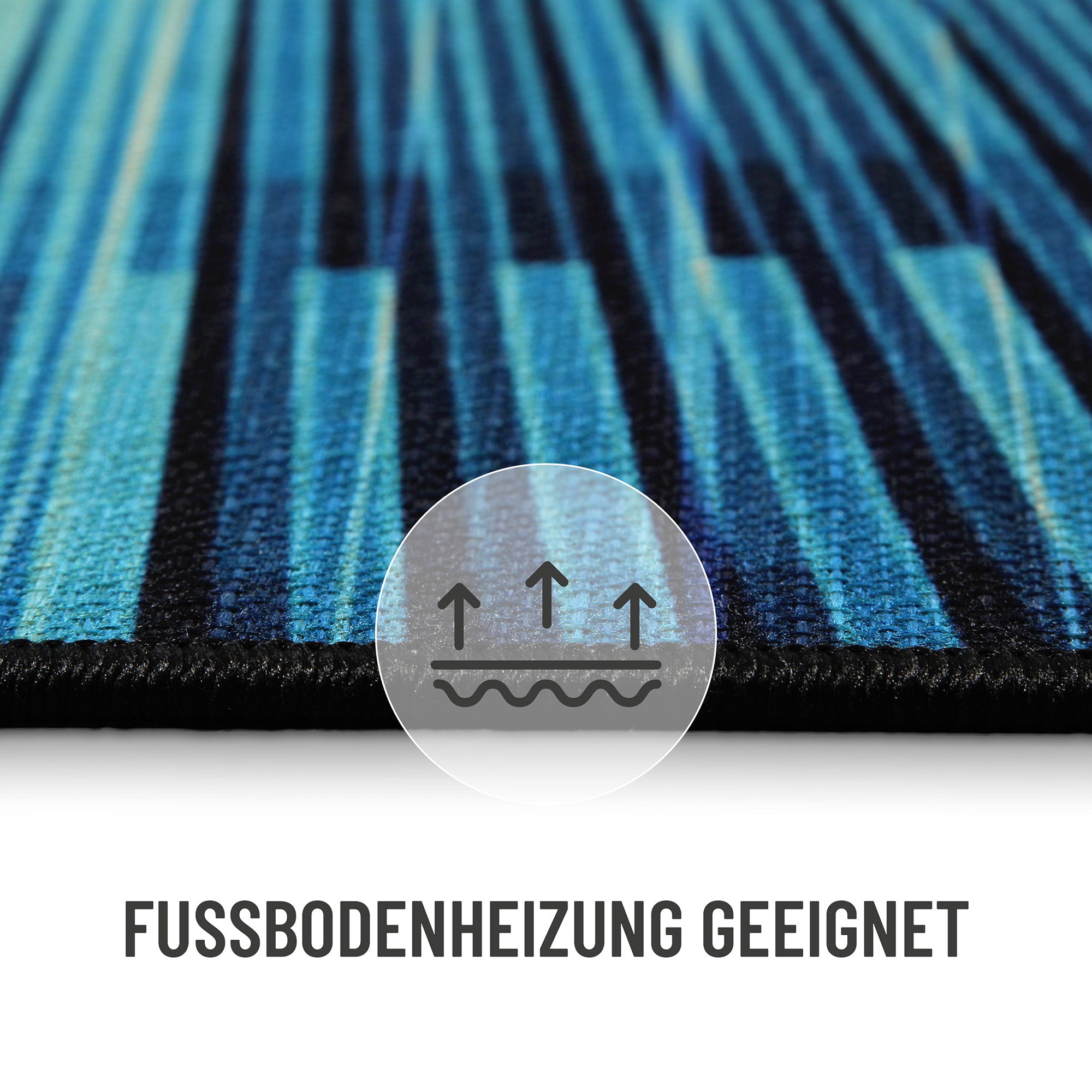 Gewebter Gamerteppich bedruckt Blau Schwarz "Cyber Swirl" WECONhome
