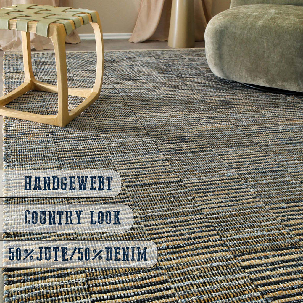 Handwebteppich Denim Blau "Denim Blues" WECONhome