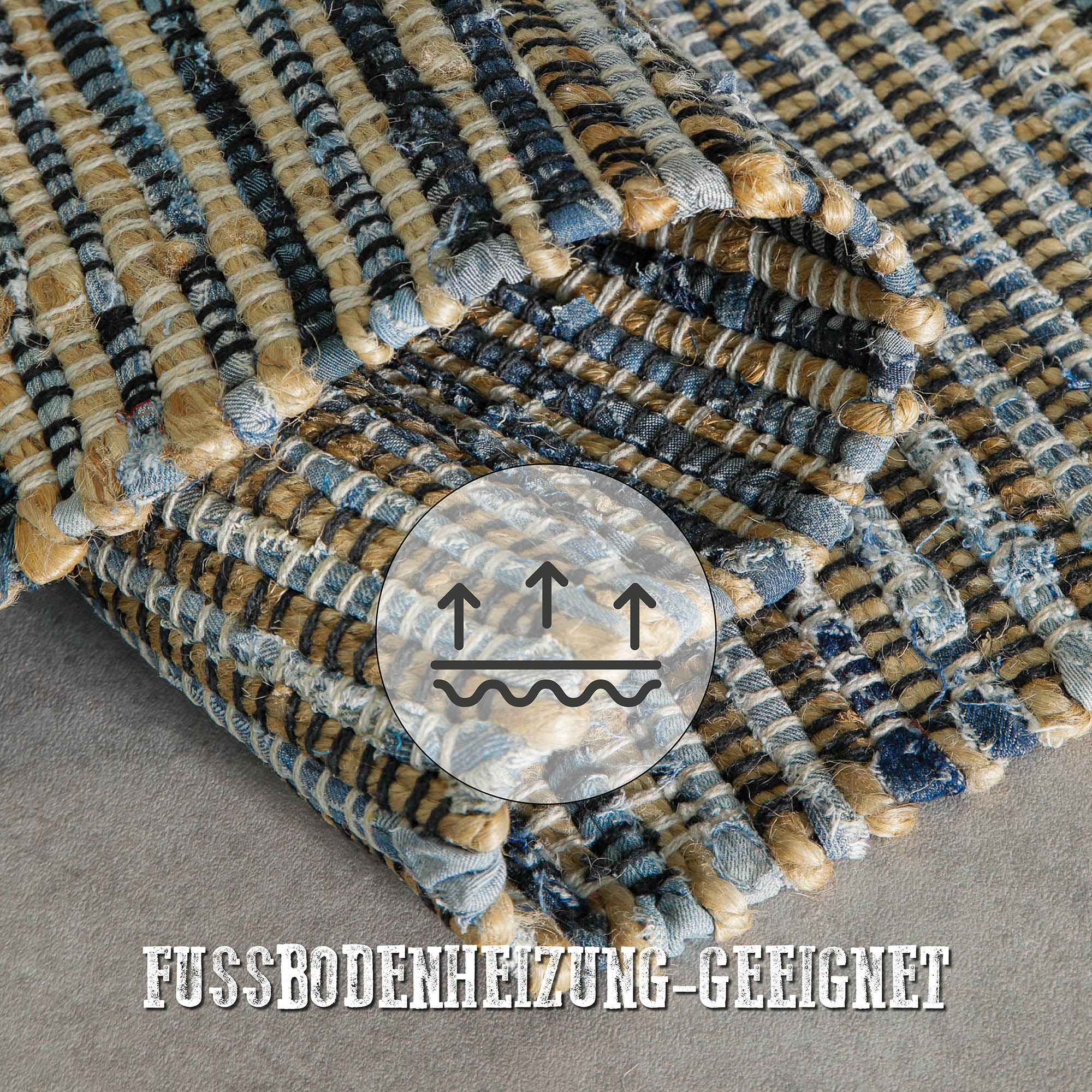 Handwebteppich Denim Blau "Denim Blues" WECONhome
