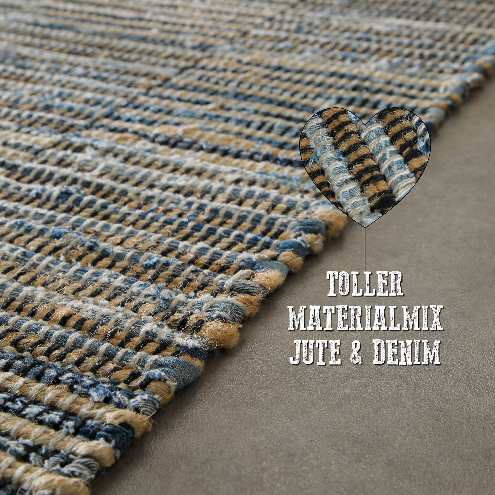 Handwebteppich Denim Blau "Denim Blues" WECONhome