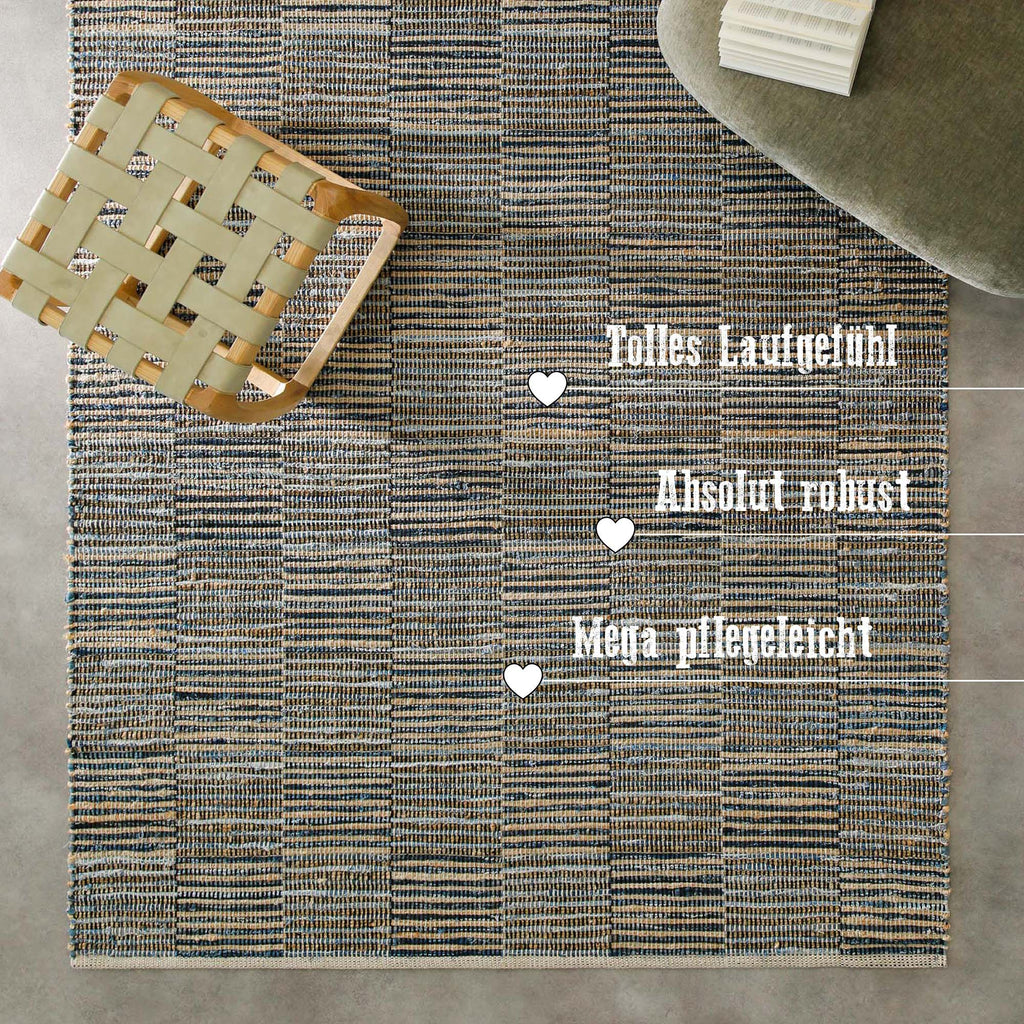 Handwebteppich Denim Blau "Denim Blues" WECONhome