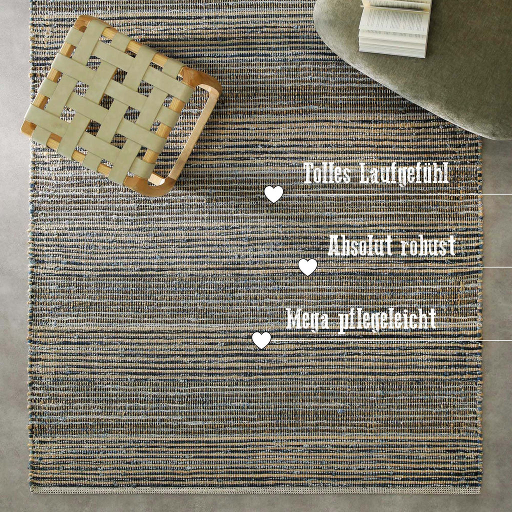 Handwebteppich Denim Blau "Denim Feels" WECONhome