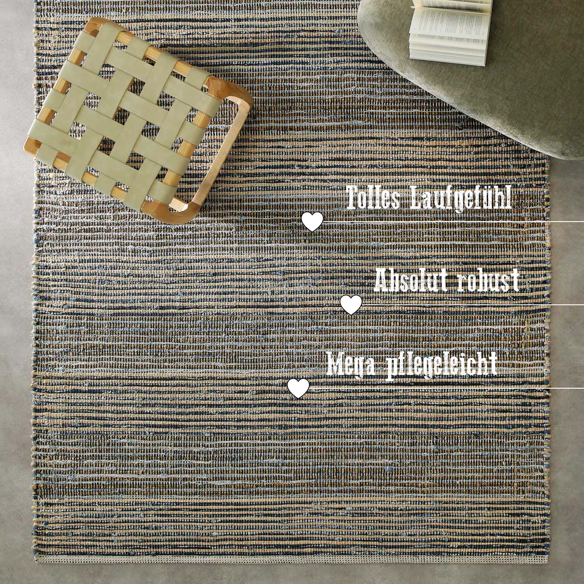 Handwebteppich Denim Blau "Denim Feels" WECONhome