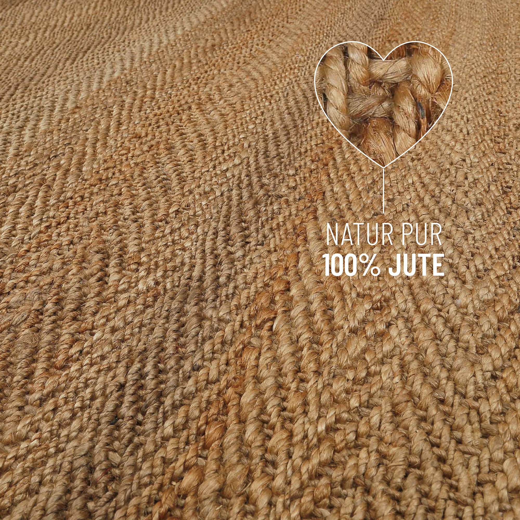 "Dhurry" Jute-Teppich – handgewebt, schwer, strukturiert