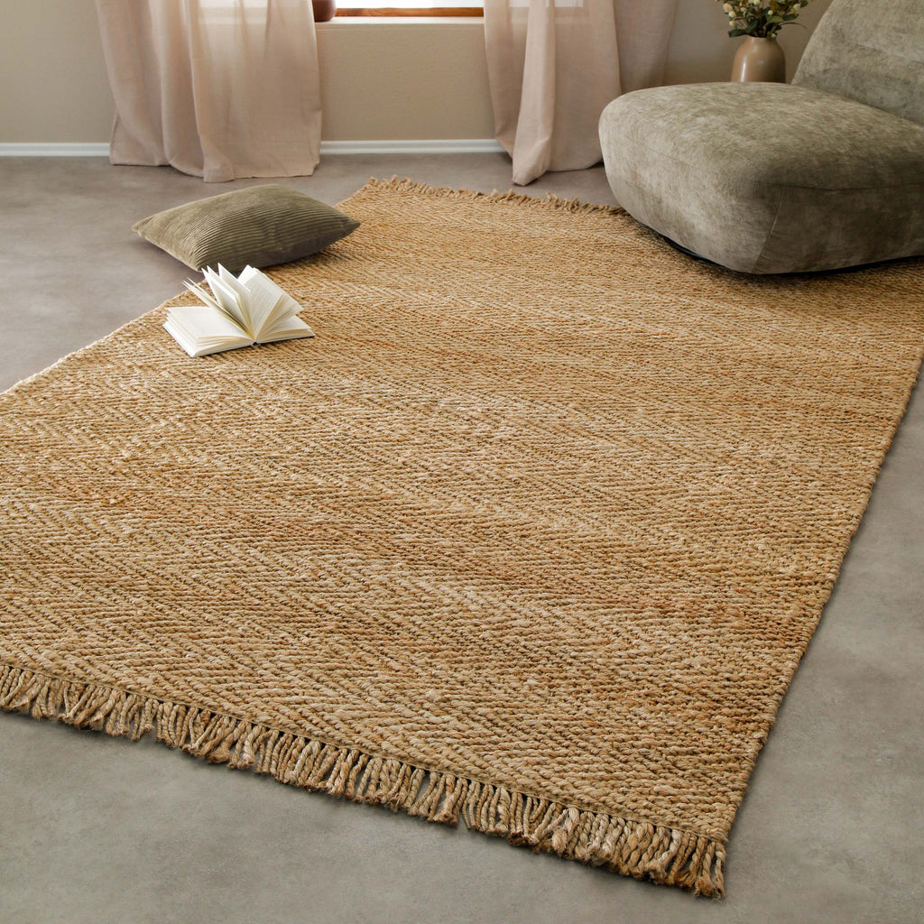 "Dhurry" Jute-Teppich – handgewebt, schwer, strukturiert