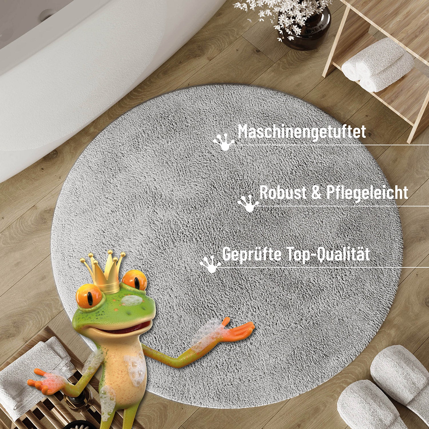 Badteppich Licht Grau "Erik" WECONhome Basics