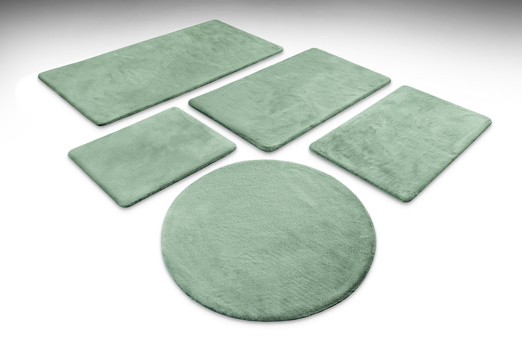 Emil Badteppich salbei grün Hochflor als Set rechteckig